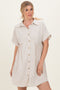 Sand Dolman Sleeve Linen Shirt Dress
