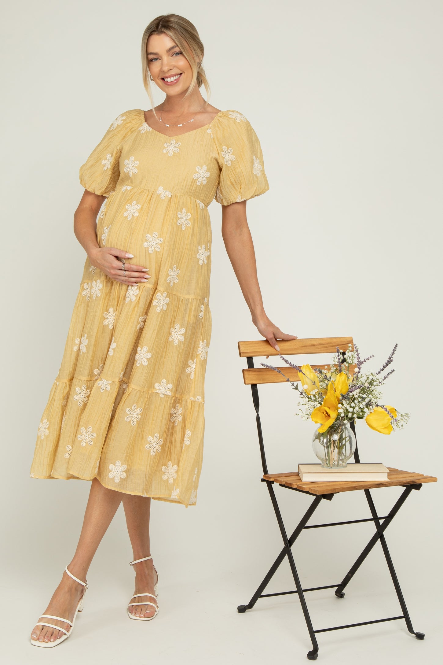 knee length dresses for ladies SAFFRON High Neck Crepe Midi Dress in Sage Porcelain Print main image 1