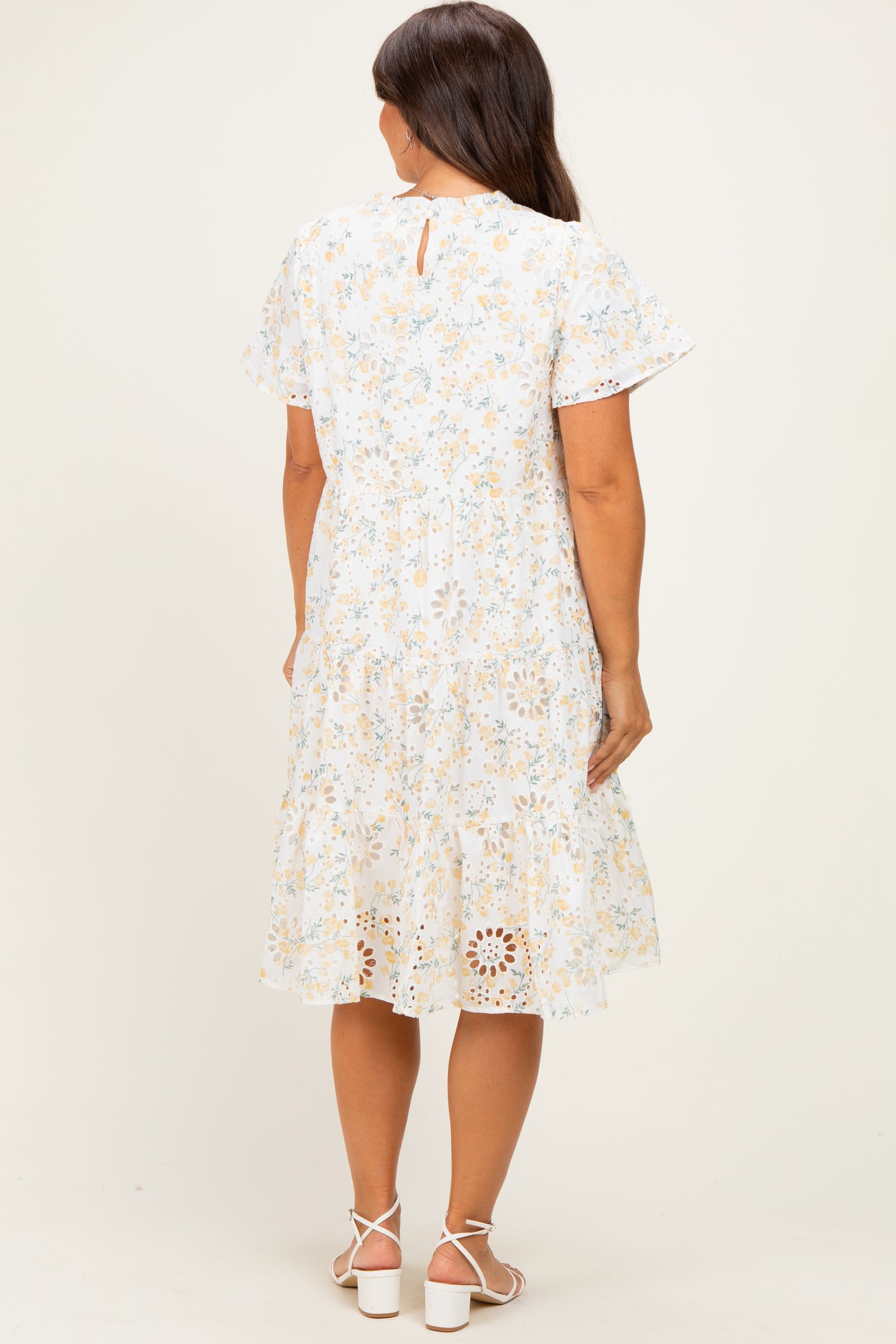 lace floral eyelet midi dress Strut & Bolt Floral Eyelet Strapless Midi Dress for Women in Cream/Multi | D-10919-H-CRM