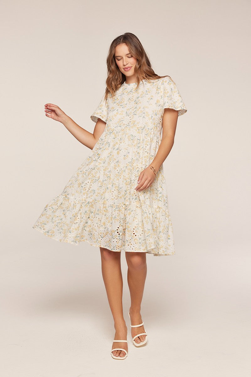 Ivory Floral Eyelet Lace Midi Dress – PinkBlush