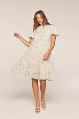 Ivory Floral Eyelet Lace Midi Dress