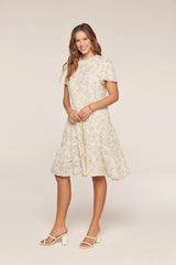 Ivory Floral Eyelet Lace Midi Dress