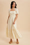 Light Yellow Smocked Button Down Maxi Dress