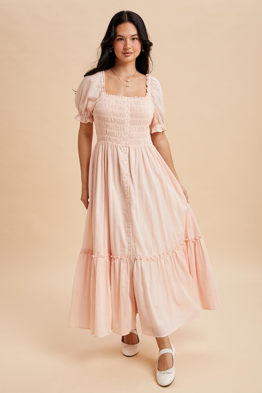 light pink button down dress All In Your Dreams Baby Pink Button Down Dress Shop the Mint