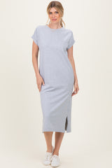 Heather Grey Pocket Front Midi T-Shirt Dress