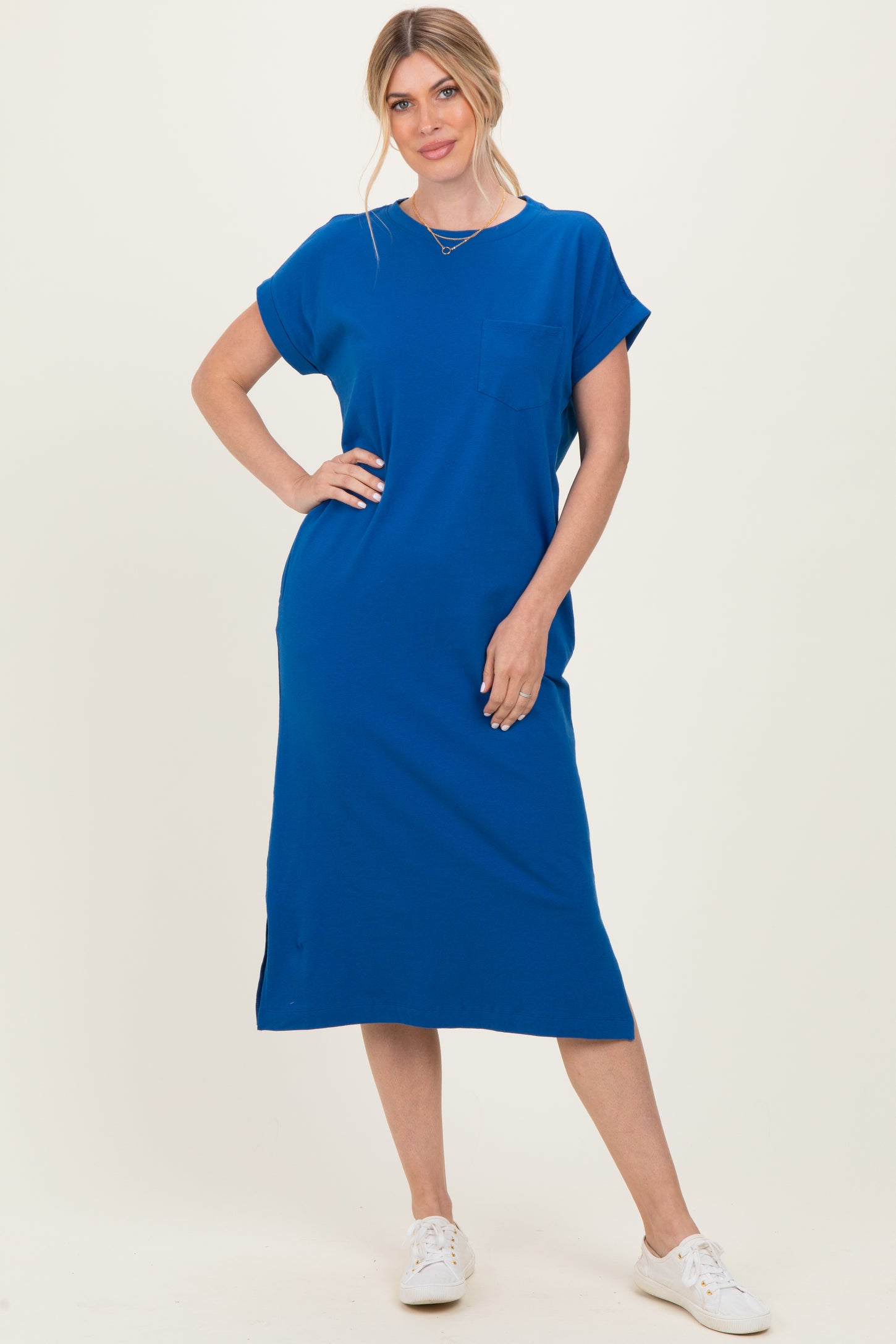 t shirt midi dress with pockets Quick Responses Blue T-shirt Midi Dress, Small - The Mint Julep Boutique