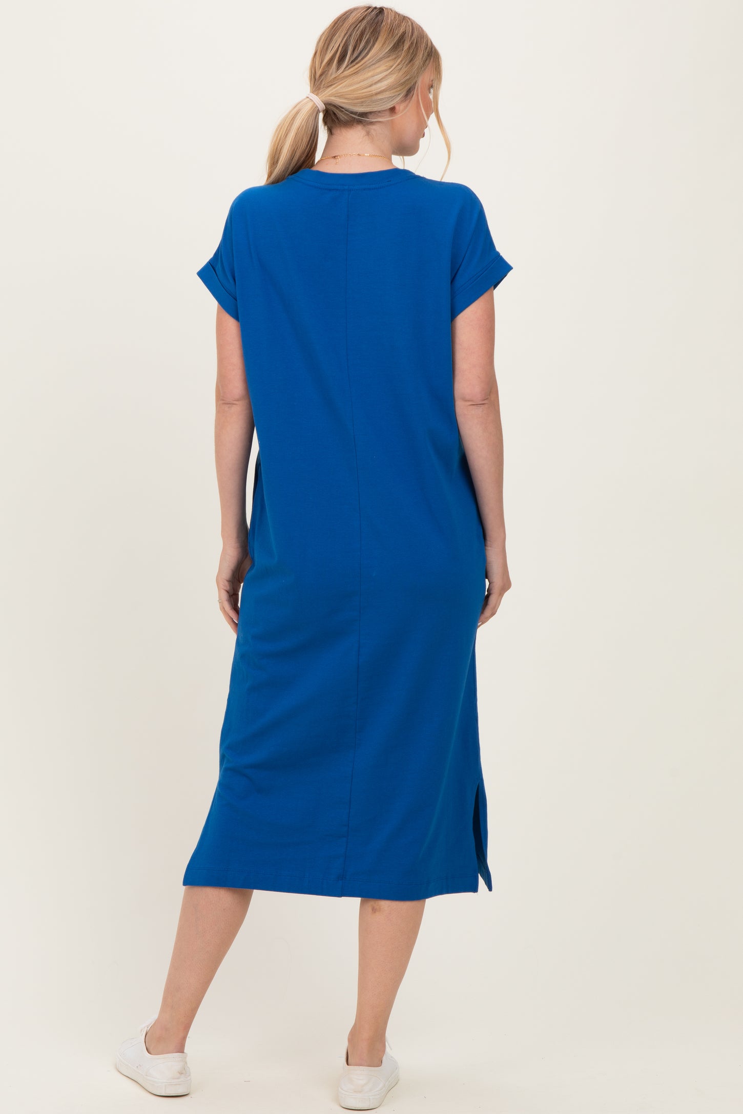 Royal Blue Pocket Front Midi T-Shirt Dress – PinkBlush