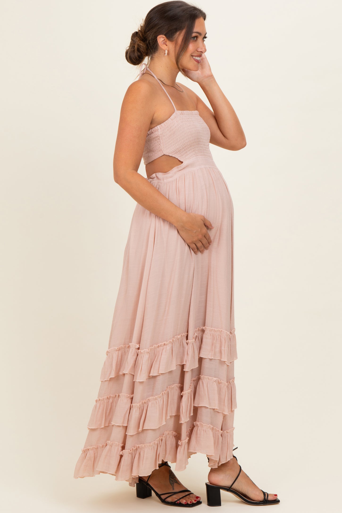 maternity bridesmaid dresses blush Flossie Maternity Dress Short Orchid Blush