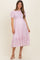 Pink Rose Floral Smocked Puff Sleeve Maternity Midi Dress
