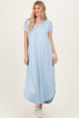 Jade Blue Side Slit Maxi Dress