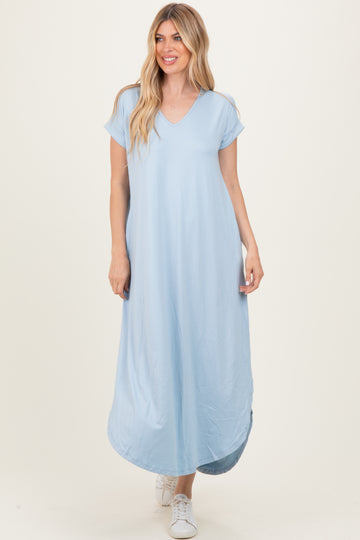 Jade Blue Side Slit Maxi Dress