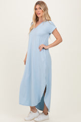 Jade Blue Side Slit Maxi Dress