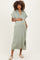 Sage Collared Short Sleeve Maternity Midi Dress
