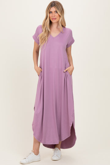 Dark Mauve Side Slit Maxi Dress