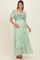 Mint Floral Chiffon Smocked Maternity Maxi Dress