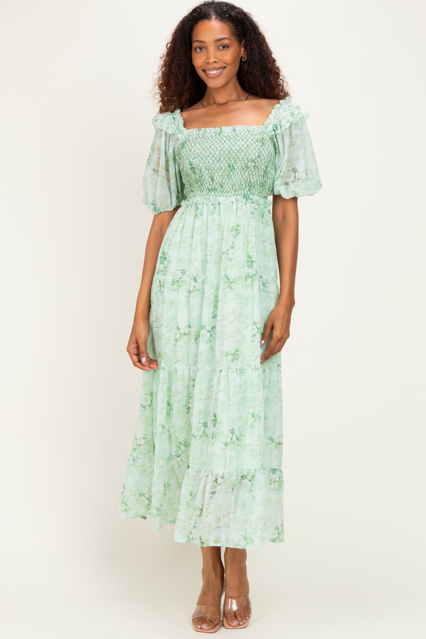 mint floral chiffon dress SAU LEE Gillian Chiffon Dress, Mint Multi
