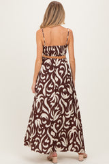 Chocolate Printed Cutout Sleeveless Maternity Maxi Dress