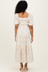 Ivory Rose Floral Smocked Maxi Dress