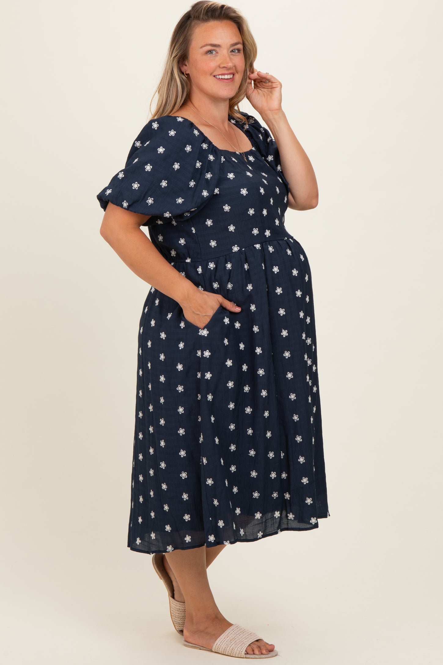 sachin and babi light blue dress Kate Embroidered Flower Plus Size Dress in Bordeaux (Made To Order) main image 1