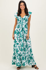 White Floral Smocked Cinched Top Maxi Dress