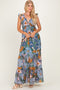 Blue Floral V-Neck Tiered Maxi Dress