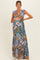 Blue Floral V-Neck Tiered Maternity Maxi Dress