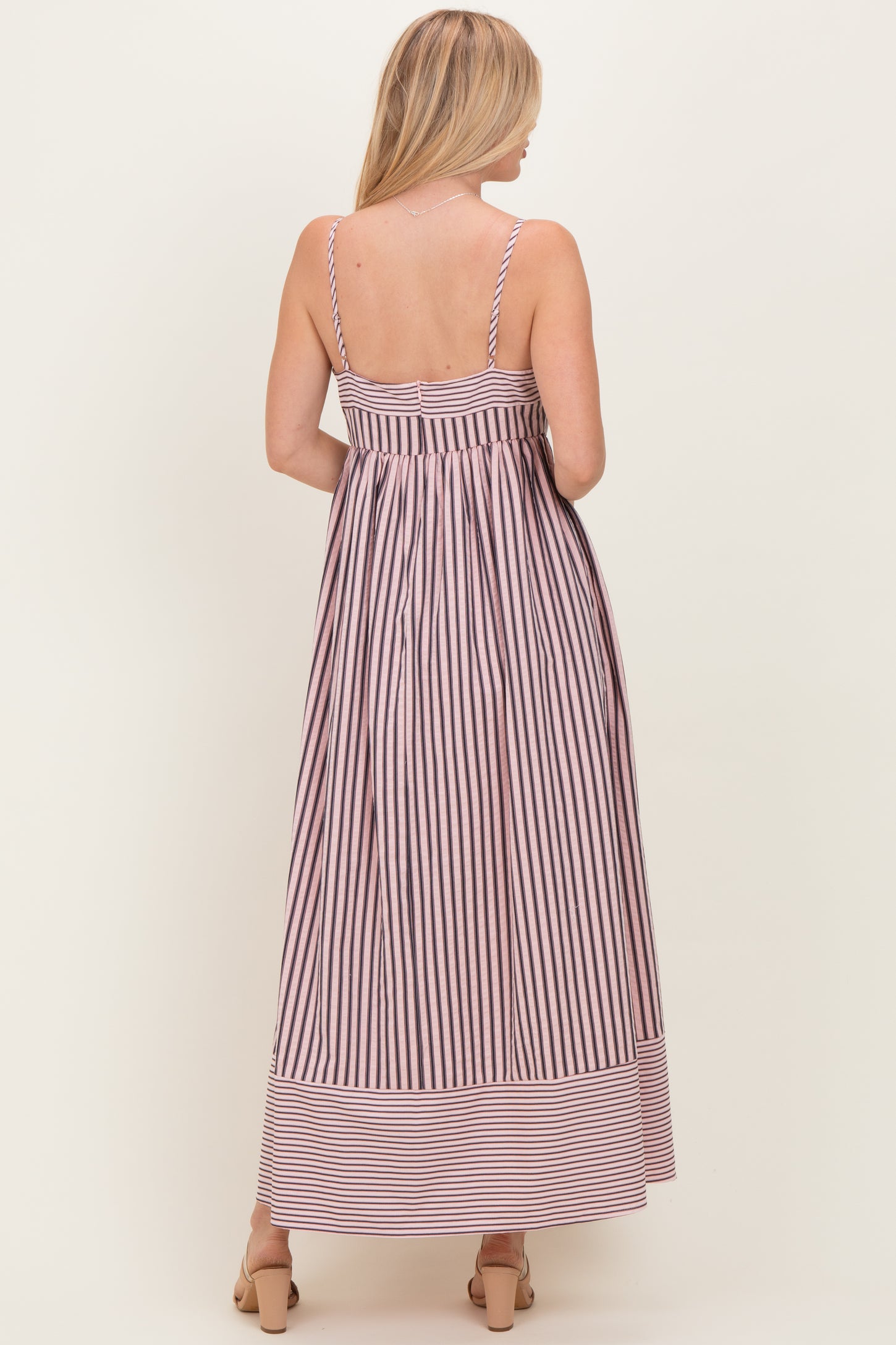 Mauve Mixed Stripe Sleeveless Maxi Dress