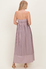 Mauve Mixed Stripe Sleeveless Maxi Dress
