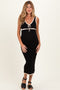 Black Knit Sleeveless Contrast Trim Maternity Maxi Dress