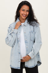 Light Indigo Oversized Denim Maternity Shirt Jacket