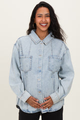 Light Indigo Oversized Denim Maternity Shirt Jacket