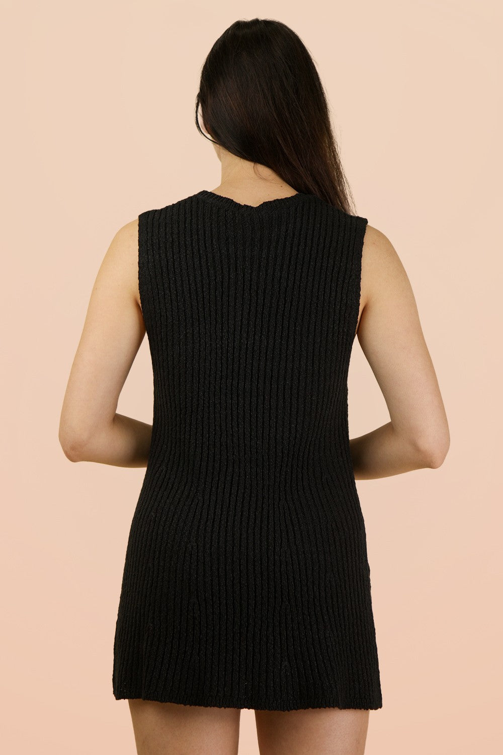 Black Knit Sleeveless Top Shorts Set