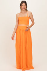 Orange Smocked Tank Maxi Skirt Maternity Set