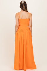 Orange Smocked Tank Maxi Skirt Maternity Set