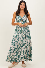 Sage V-Neck Twist Front Cut Out Maxi Dress