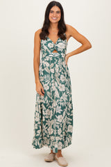 Sage V-Neck Twist Front Cut Out Maxi Dress