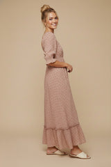 Mauve Floral Square Neck Maxi Dress