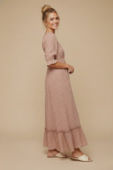 Mauve Floral Square Neck Maxi Dress