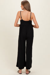 Black Sleeveless Wide Leg Maternity Jumpsuit