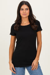 Black Ruffle Edge Short Sleeve Maternity Top