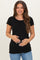 Black Ruffle Edge Short Sleeve Maternity Top