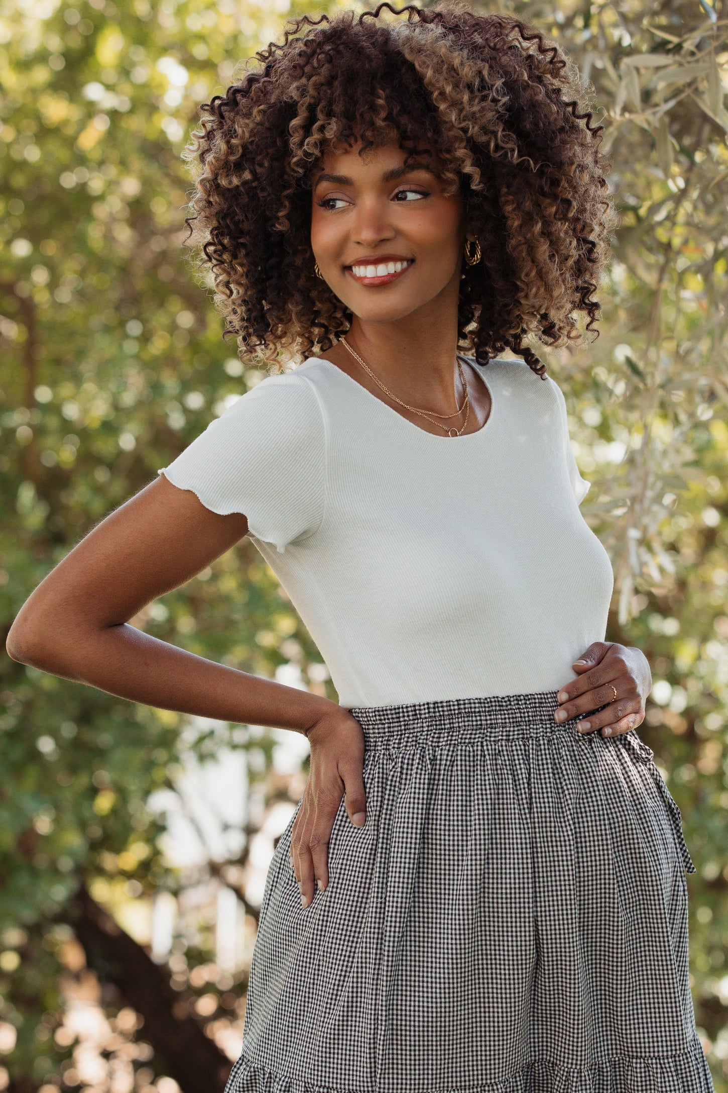 White Ruffle Edge Short Sleeve Maternity Top