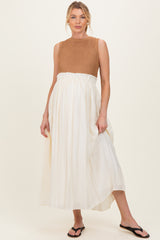 Mocha Knit Bodice Contrast Skirt Maternity Maxi Dress