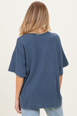 Light Navy Oversized Mineral Wash Maternity T-Shirt