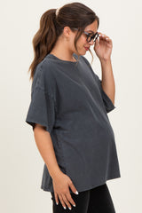 Charcoal Oversized Mineral Wash Maternity T-Shirt