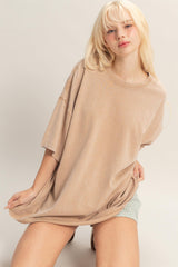 Taupe Oversized Mineral Wash Maternity T-Shirt