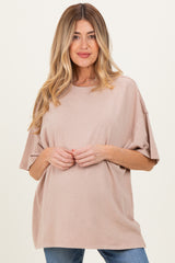 Taupe Oversized Mineral Wash Maternity T-Shirt