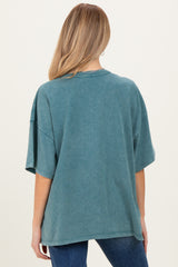 Dark Teal Oversized Mineral Wash Maternity T-Shirt