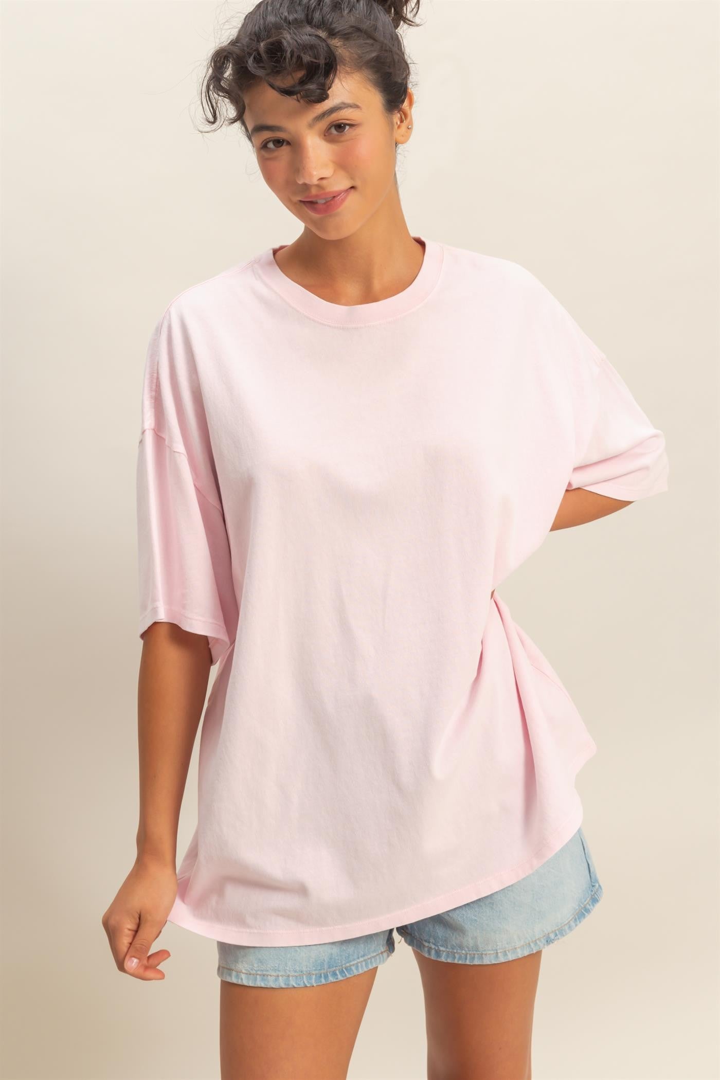 Soft Pink Oversized Mineral Wash T-Shirt