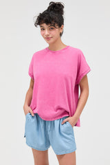 Fuchsia Mineral Wash Boxy Fit T-Shirt